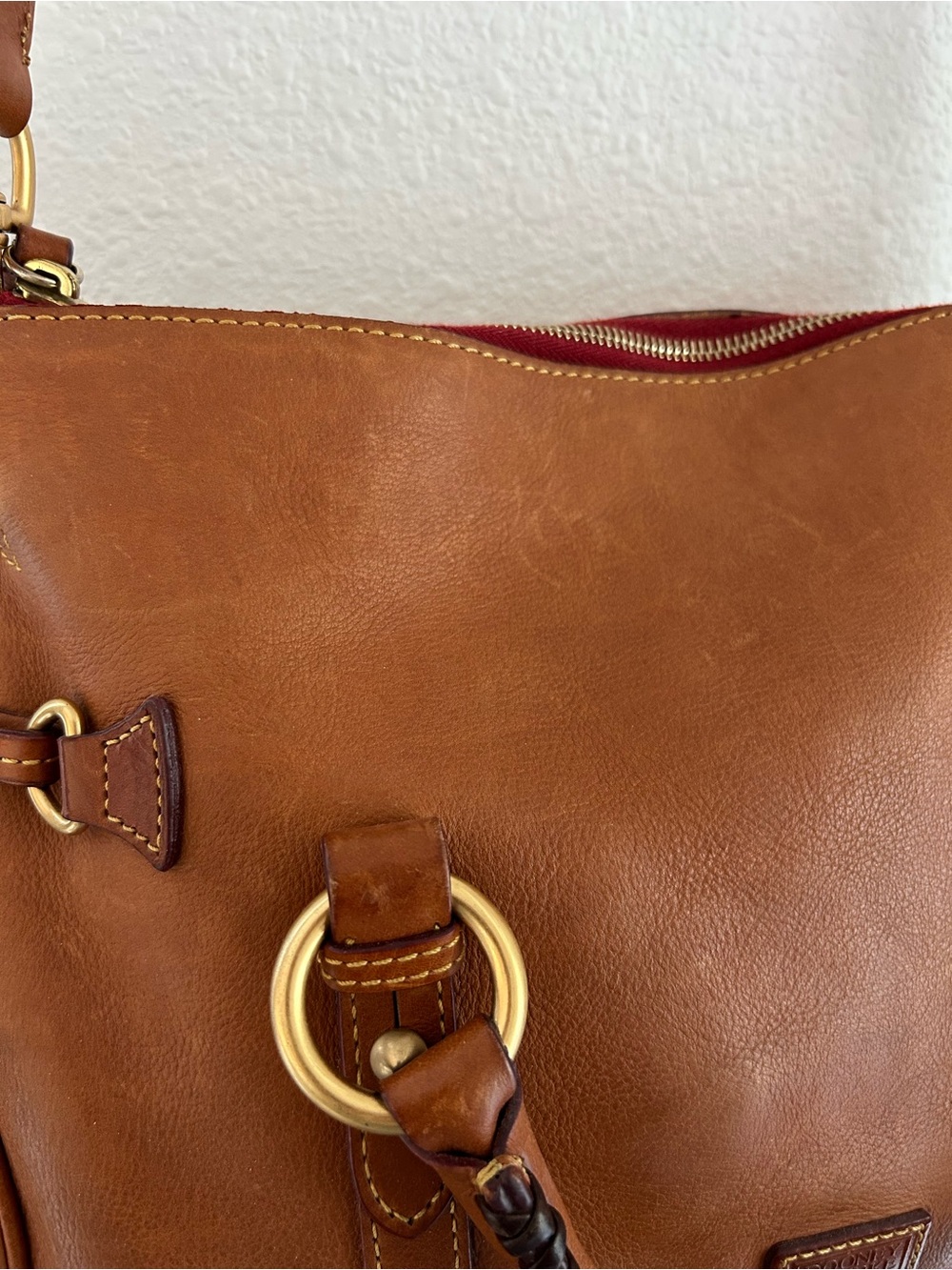 Dooney & Bourke Leather Florentine Large Satchel with Tassel Accents - Picture 7 of 15